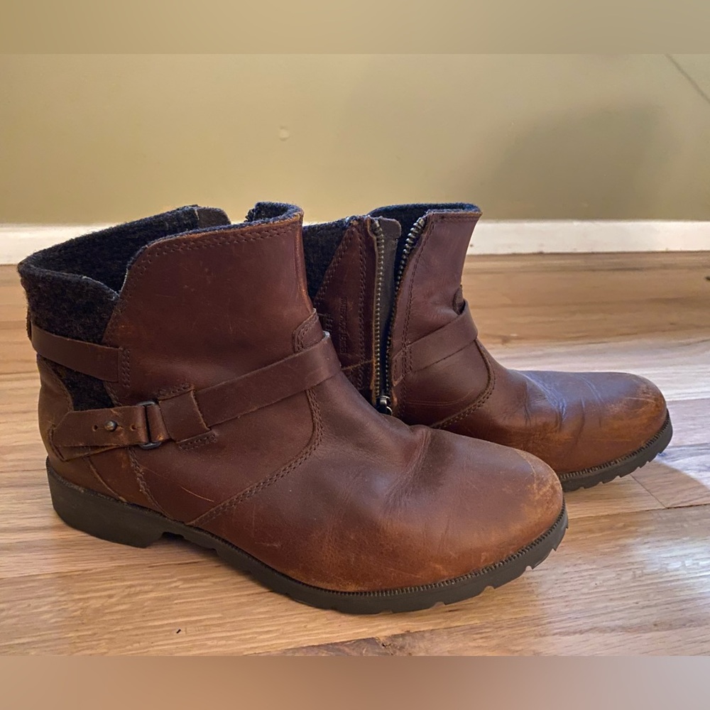 Teva Womens Brown De La Vina Mosaic 1008660 Leather Zip Ankle Boots Size US 7